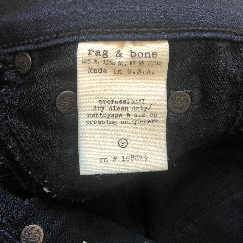 🎉2xHP🎉 Rag & Bone Midnight Leather Trim Skinny Jeans - Picture 10 of 13